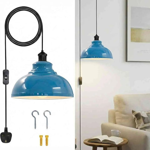 Plug in Swag Pendant Light with Metal Shade On/ Off Switch ~6568