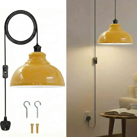 Plug in Swag Pendant Light with Metal Shade On/ Off Switch ~6568