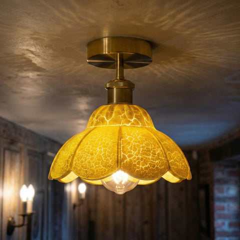 Vintage Semi Flush Ceiling Light 20cm White Glass Shade ~6701