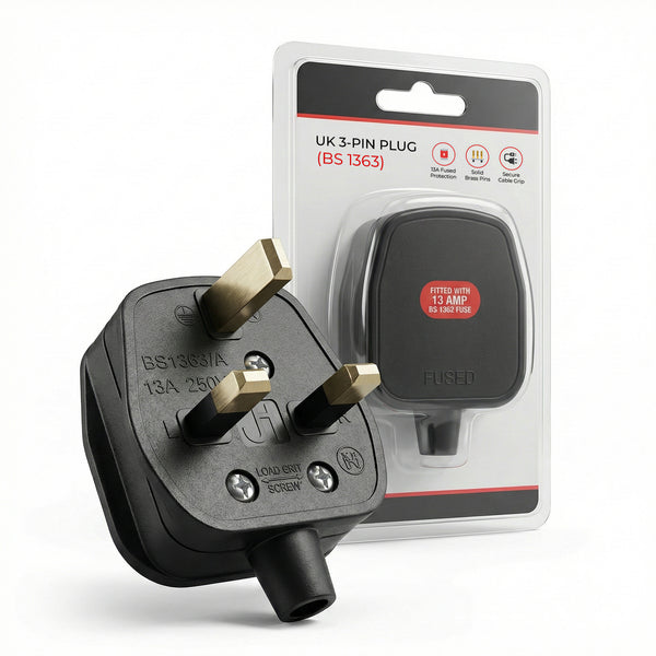 13A UK 3 Pin Plug Rewirable Fused Mains Plug 250V~6809 – Black