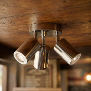 3 Head Chrome GU10 Ceiling Spotlight with Pull Chain ~6733