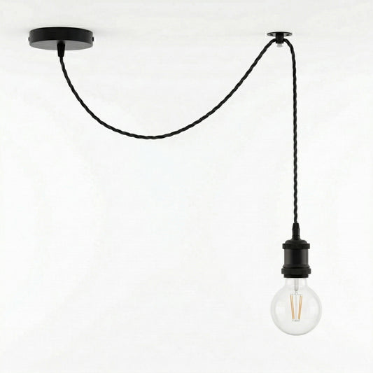 Industrial Black Pendant Light  Adjustable E27 Bulb ~6764