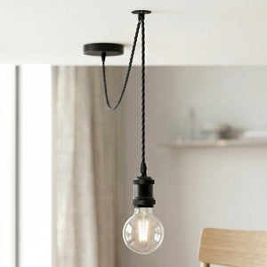 Industrial Black Pendant Light  Adjustable E27 Bulb ~6764