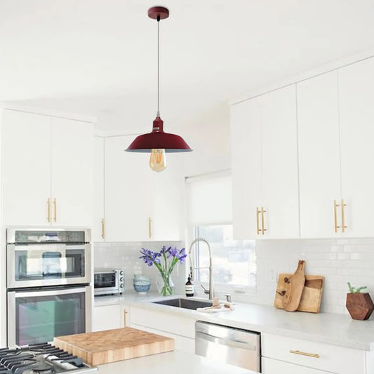 Hangende Burgndy hanglamp plafondlamp, metalen kap verlichting E27 hanglamp ~4401