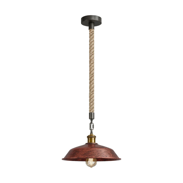 36cm Metal 1M Hemp Light E27 Dimmable Easy Fit ~6787 – Rustic Red