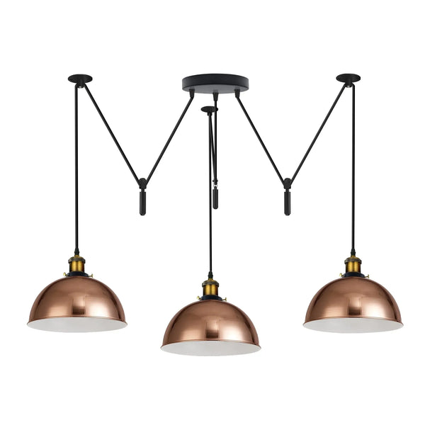 KUPOL Triple Pulley Drop Adjustable Pendant Light ~6795 – Rose Gold / Without Bulb