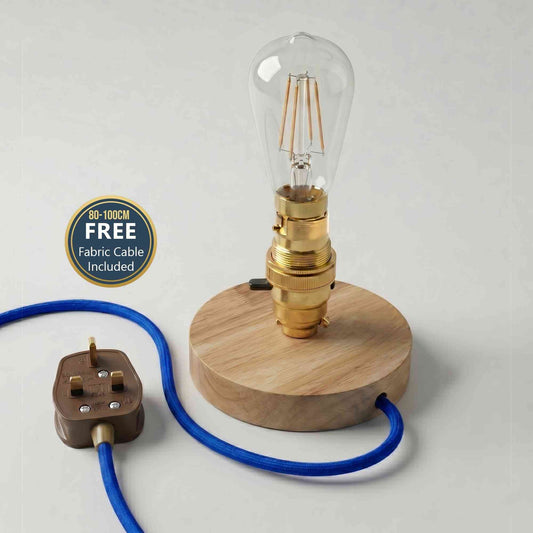 Vintage Wooden Table Lamp B22 Push Switch with FREE Cable~6797