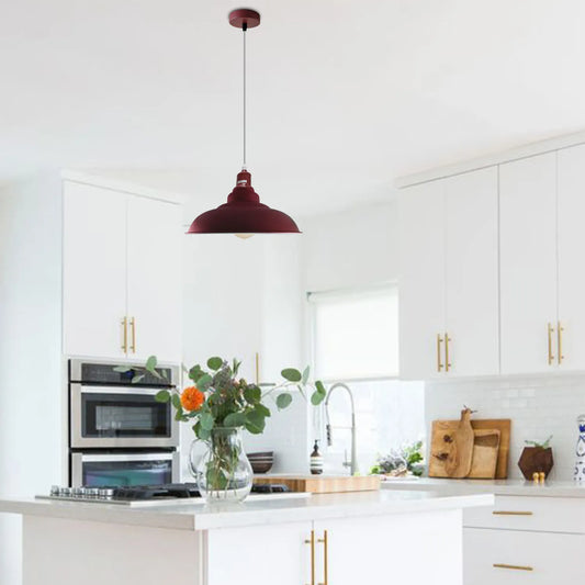 Moderne hanglamp in bordeauxrode kleur, metalen lampenkap ~4315