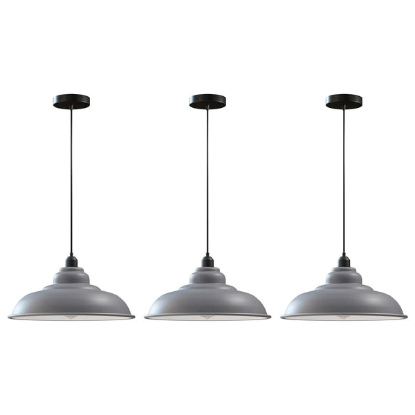 FARMKULLA Set of 3 Kitchen Island Lights Industrial Ceiling Pendants ~6840 – Gray