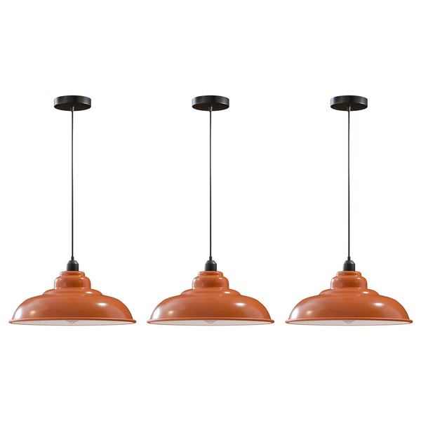 FARMKULLA Set of 3 Kitchen Island Lights Industrial Ceiling Pendants ~6840 – Orange