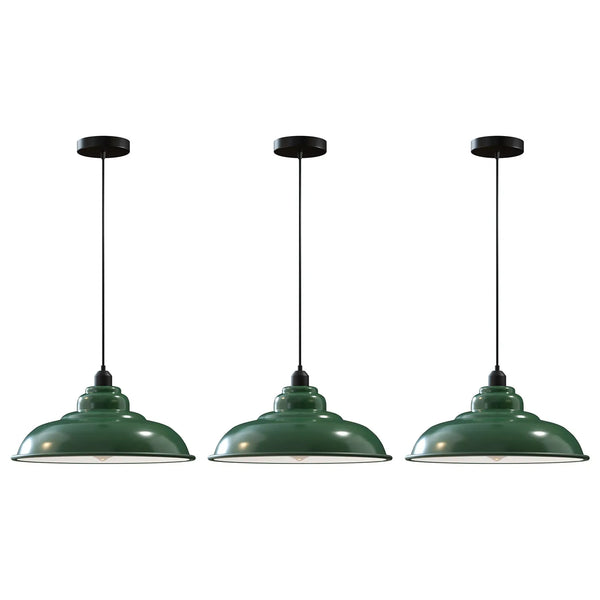 FARMKULLA Set of 3 Kitchen Island Lights Industrial Ceiling Pendants ~6840 – Green