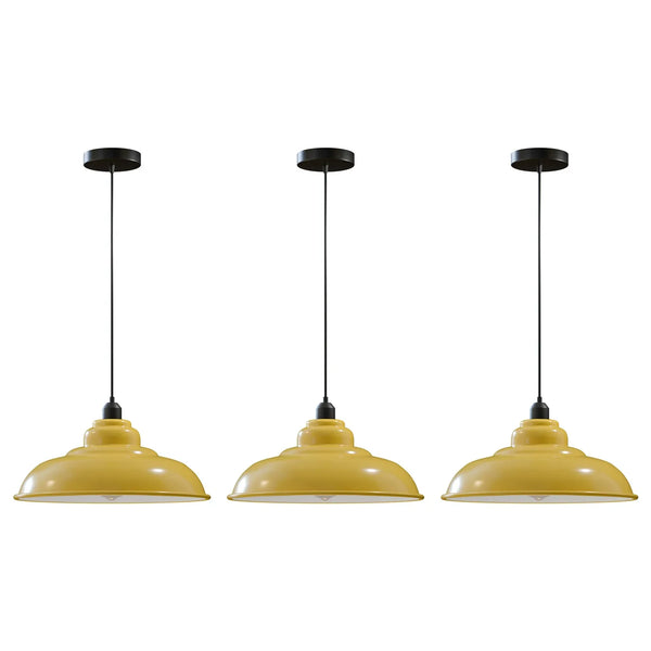 FARMKULLA Set of 3 Kitchen Island Lights Industrial Ceiling Pendants ~6840 – Yellow