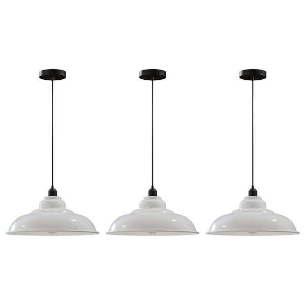 FARMKULLA Set of 3 Kitchen Island Lights Industrial Ceiling Pendants ~6840 – White