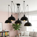 Black E27 | 5 bulb Multi-Arm Swag Adjustable Hook Pendant Light  ~6925