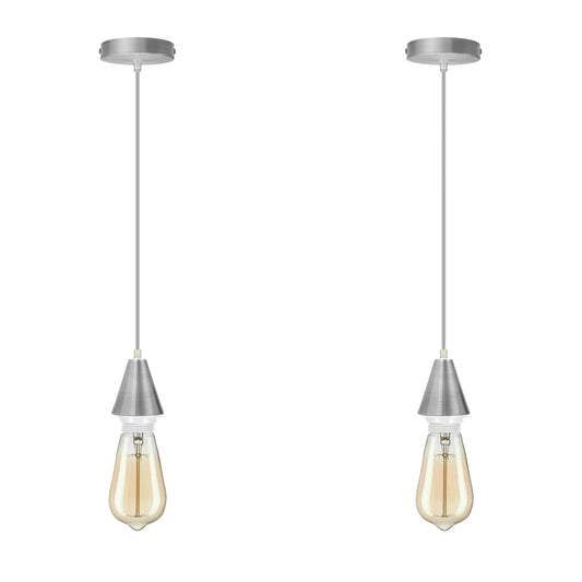 2-pack satijnnikkel E27 kegelvormige houder, 1 m PVC-kabel, plafondrozetplaat, accessoires ~ 4288