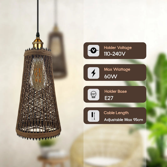 Enkele rotan plafondlamp E27 95cm snoer handgemaakte hanglampen~4192