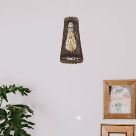 1 cm gat E27-fitting van rotan, rieten hout, plafondlamp met hanglampkap ~4469
