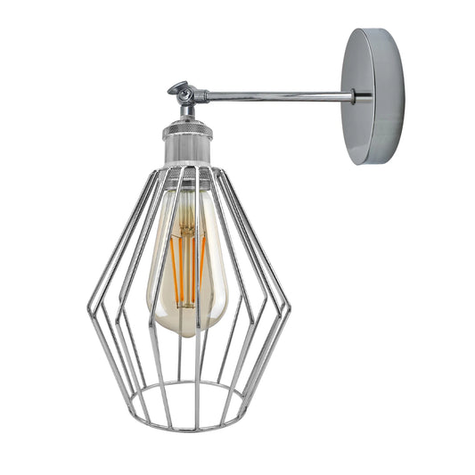 Chromen wandlamp, galvaniserende wandlamp E27-fitting, diamantvorm ~ 4183