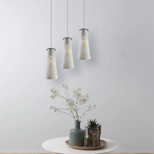 Witte plafondlamp met geweven touw, E27-snoer en hanglamp~4212