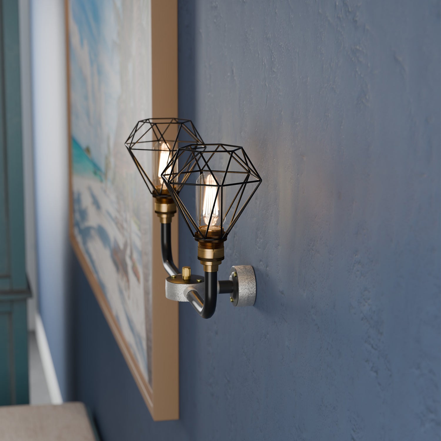 industrial black 2 way wall light