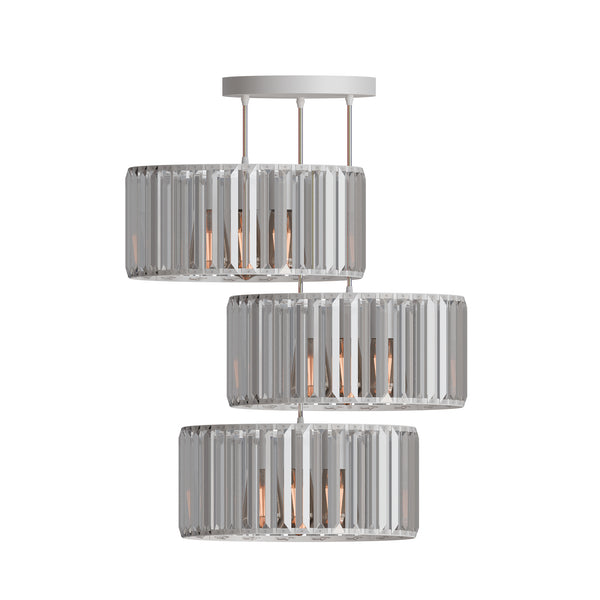 Moderne hanglamp met 3 koppen en heldere kristallen kap ~5873 – 30cm / White / Yes