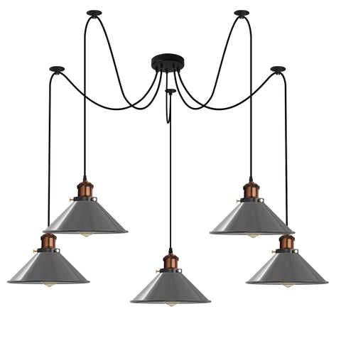 5-lichts E27-pendellamp met verstelbare kabel en swag-licht~5126