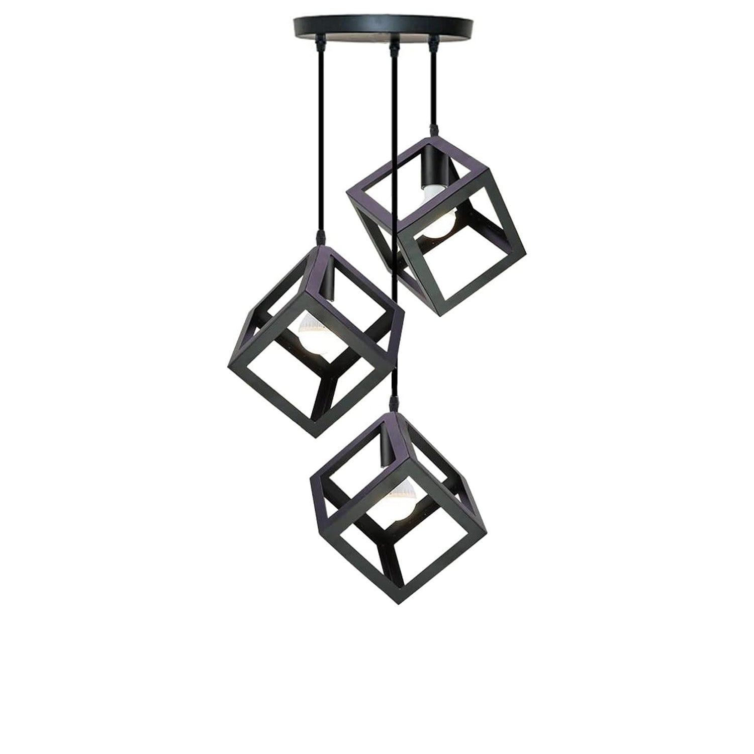 black 3 light pendant lights