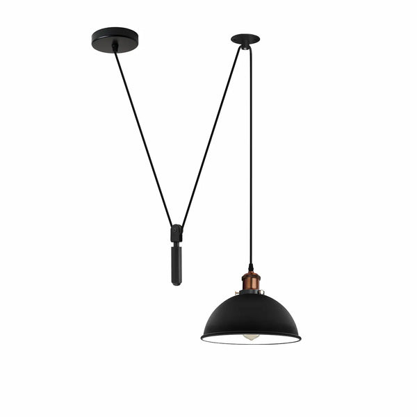 Retro Loft Verstelbare Antieke Metalen Plafondlamp ~1133 – Ja / Zwart binnen Wit