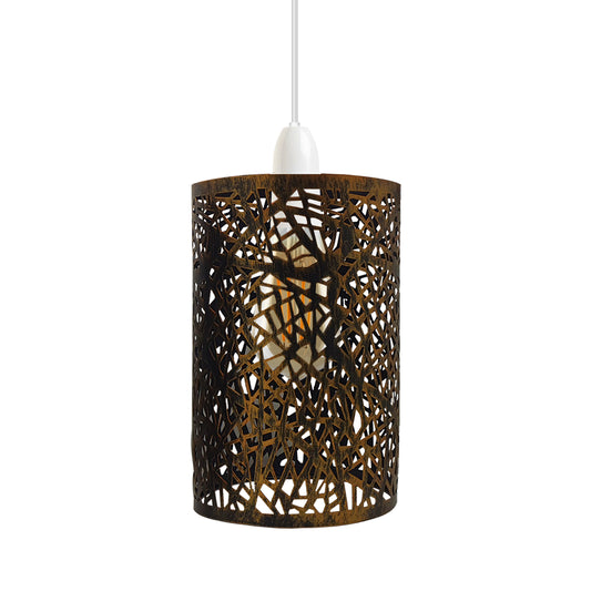 LEDSone industriële vintage moderne trommellampenkap geborsteld koperkleur retro stijl~2451