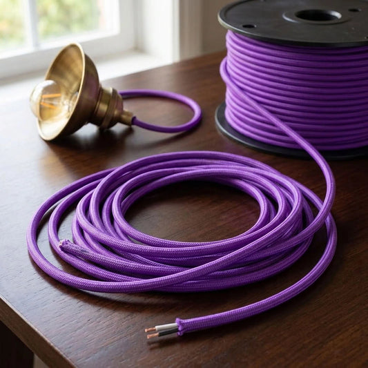 1m/5m/10m 2-aderige ronde vintage gevlochten paarse stoffen kabel flex 0,75 mm~4729