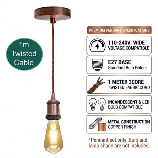 1m hanglamp E27-fitting koperen houder~1703