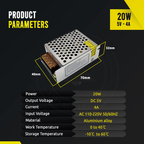 DC IP20 5V-voedingsschakelaar AC 110V/220V-schakelomvormer ~ 1409 – 20W