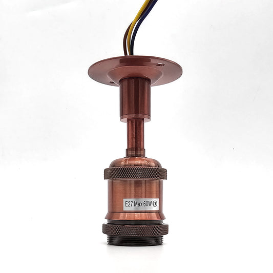 A ceiling-mounted E27 lamp holder in a copper color, designed for industrial ceiling lighting installations.