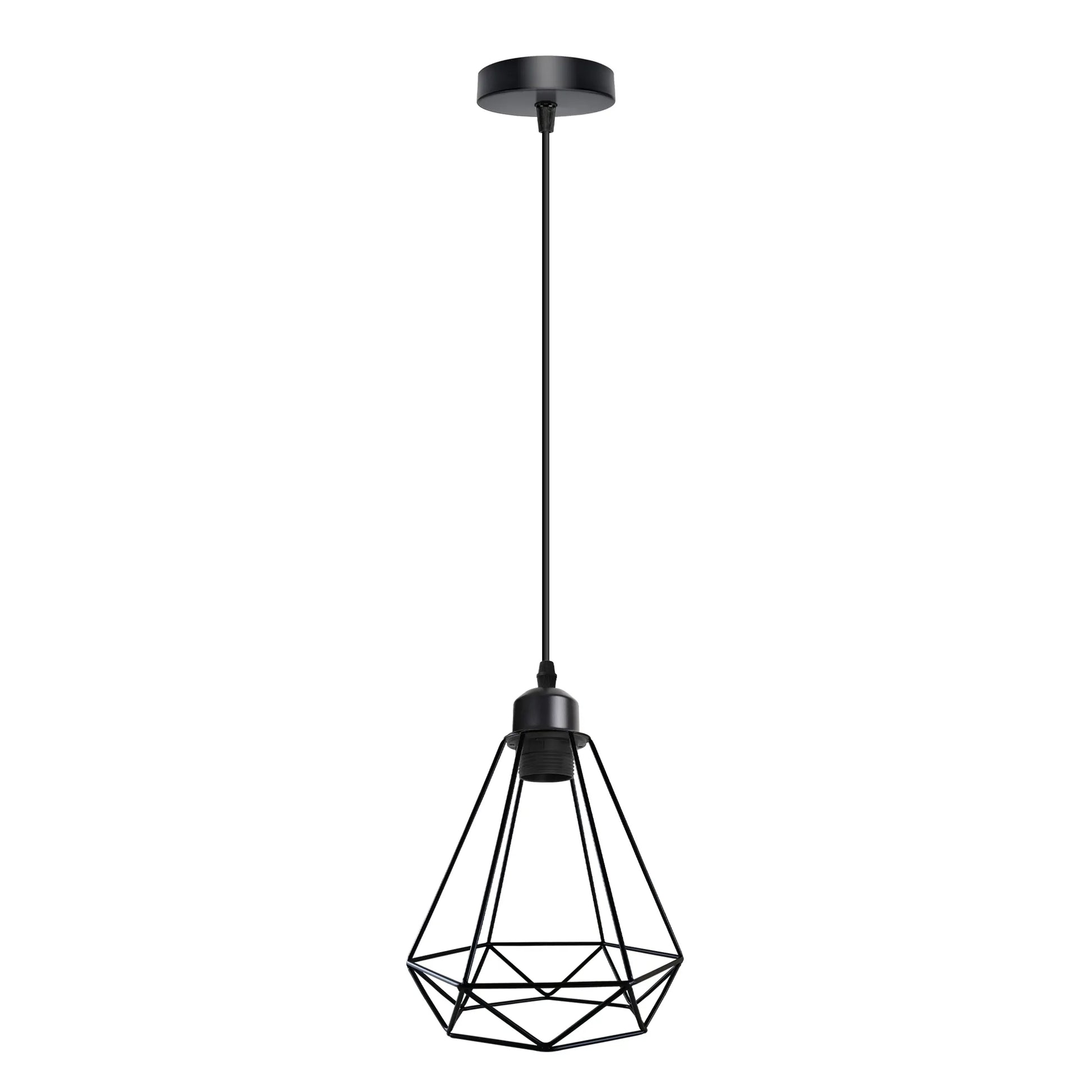 Black Cord Geometric Diamond wire cage E27 ceiling pendent Light