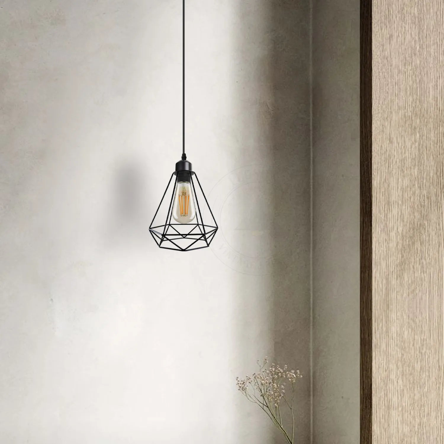 Minimalist black pendant light hanging