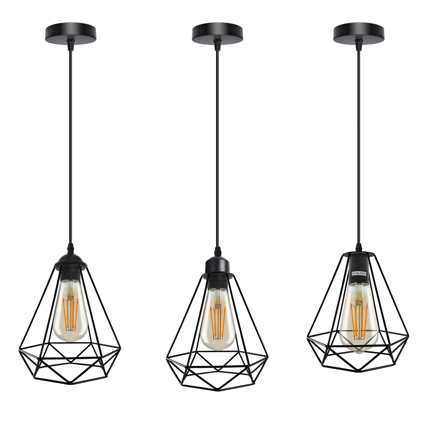 Industrial style pendant light Black
