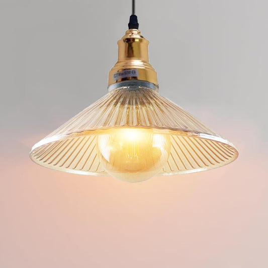 Vintage amberkleurige glazen plafondlamp in retrostijl, lampenkap ~ 2180