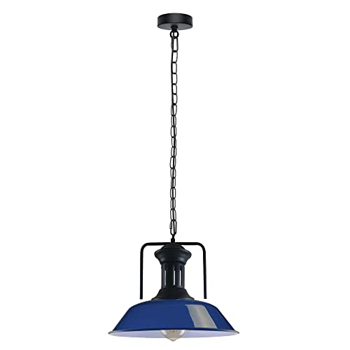 Easy Fit E27 Metal Chain Pendant Light Fixture Dimmable ~6786 – Navy Blue / Yes