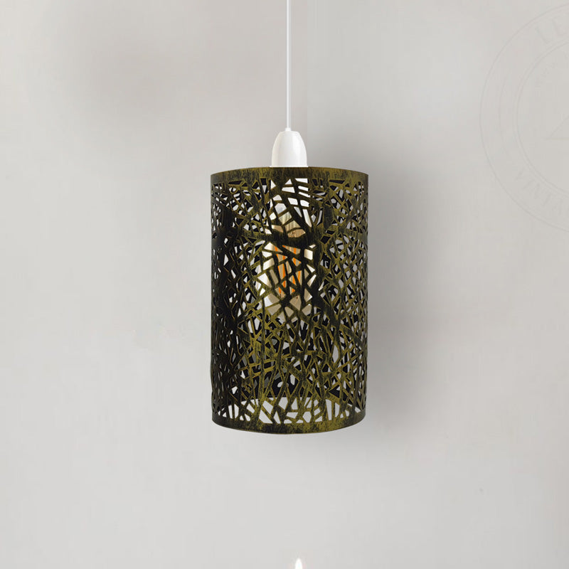 Modern Drum Lampshade Brushed Brass Colour Retro Style - Application Image