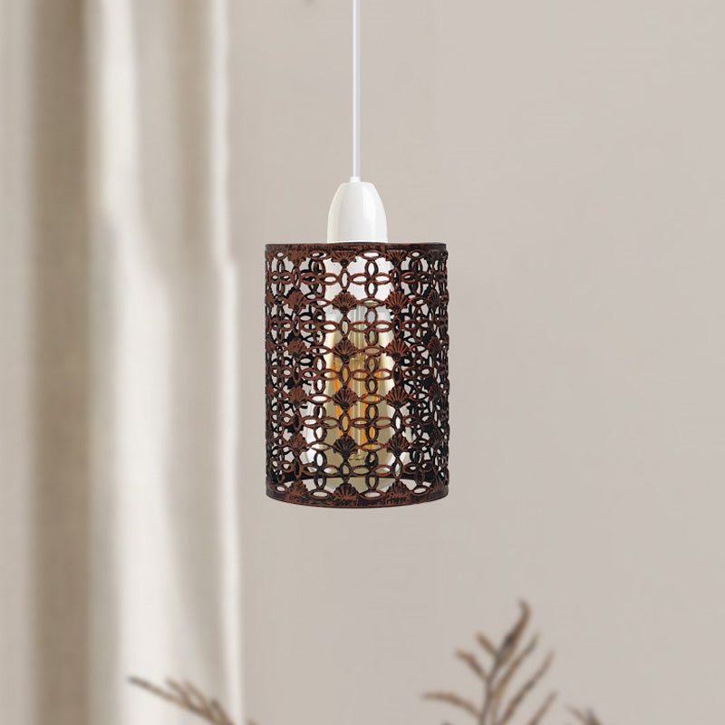 Rustic Red Colour Drum Lampshade Modern Metal Shade Retro Style - Application Image 1