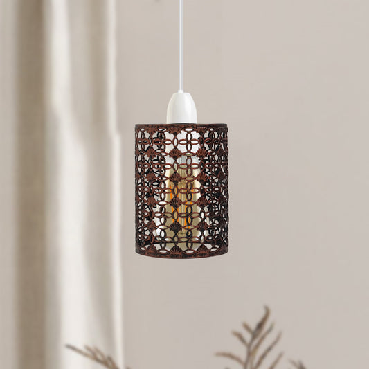 Rustic Red Colour Drum Lampshade Modern Metal Shade Retro Style - Application Image 1