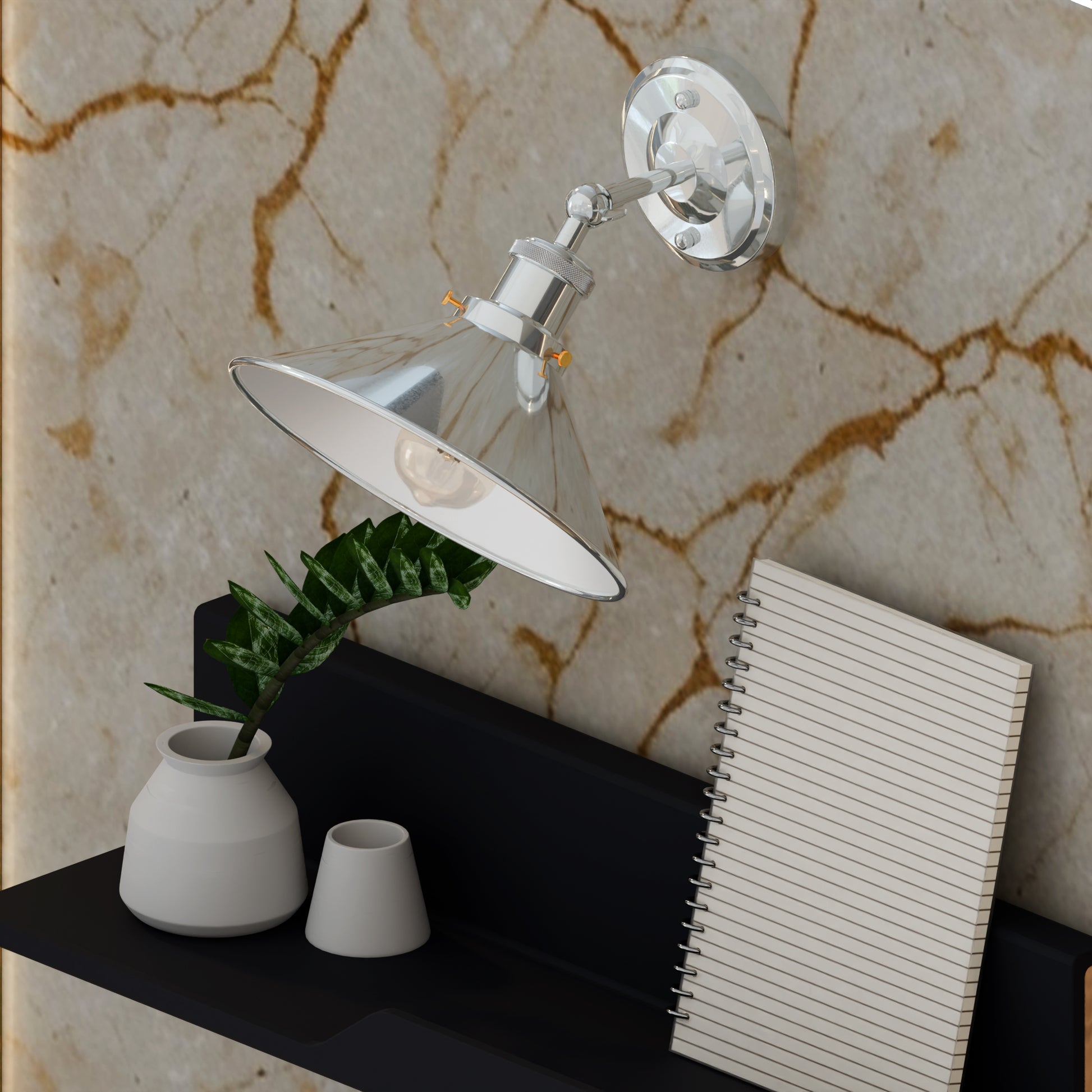 silver color metal wall light fixture