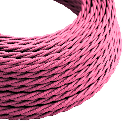 1m/5m/10m 2-aderige gedraaide elektrische kabel perzikkleurige stof~4792