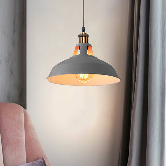 Moderne industriële retro-stijl grijze metalen plafondhanglamp ~2558