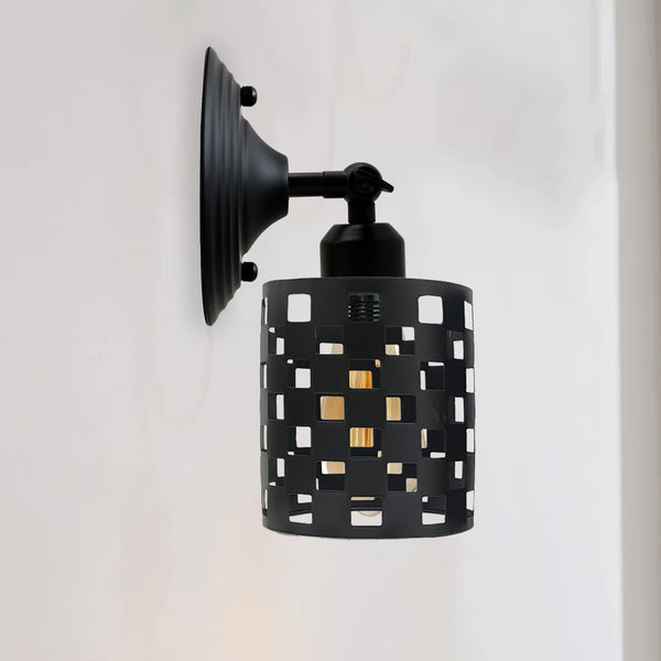 Industriële zwarte kooi wandlamp~2568