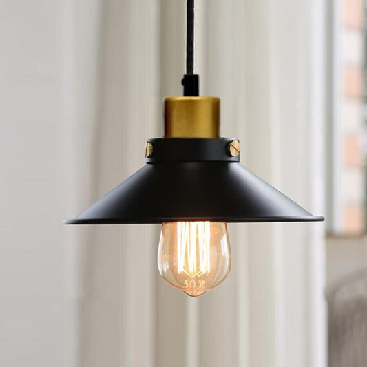 LEDSone industriële vintage retro zwarte metalen kegelvormige hanglamp~2819