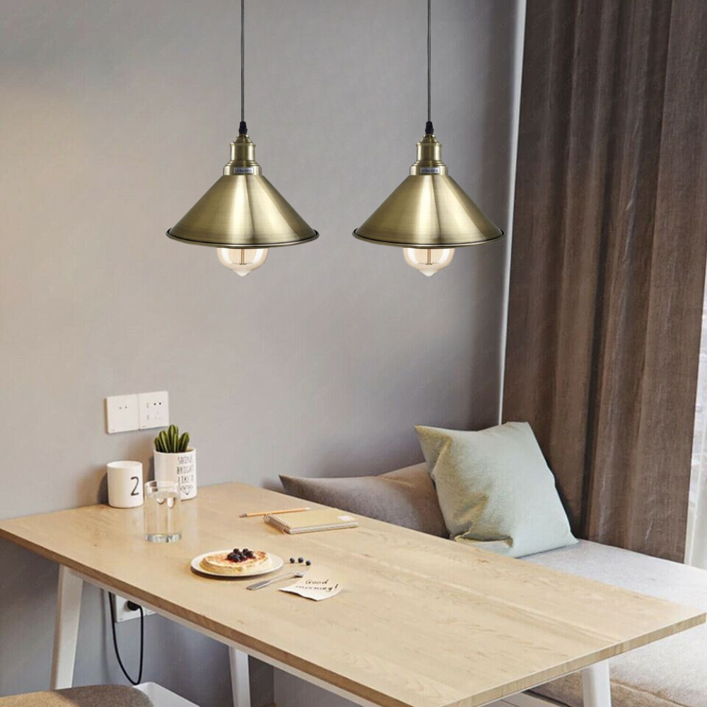Vintage Pendant Ceiling Lighting Fixture with Metal cone Lampshade E27 Hanging Lights Ceiling Lamps for Kitchen Hallway Lantern Dining Room Bedroom restaurant