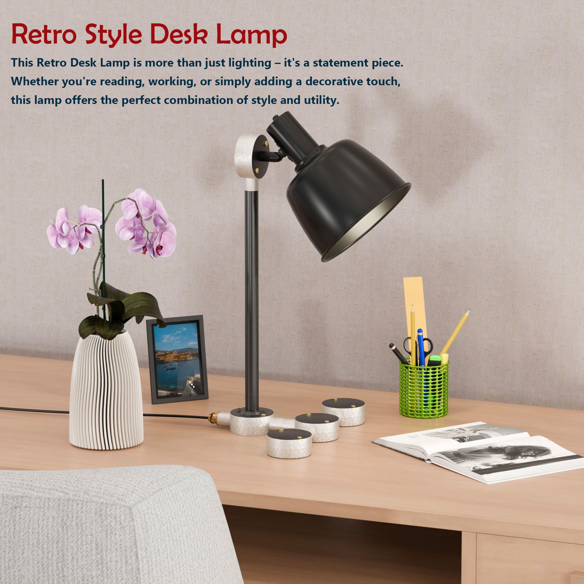 black conduit pipe desk lamp kit with a dimmer switch.