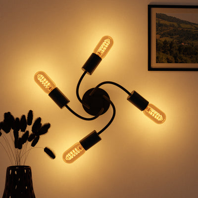 Moderne zwarte plafondlamp met 4 standen, verstelbaar, voor woondecoratie~5875