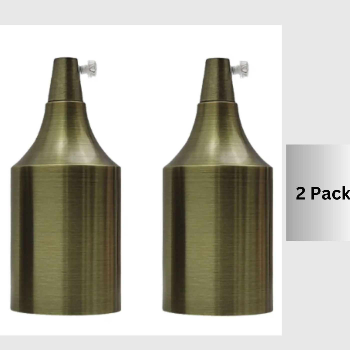 Two cylindrical metal lamp light bulb holders 